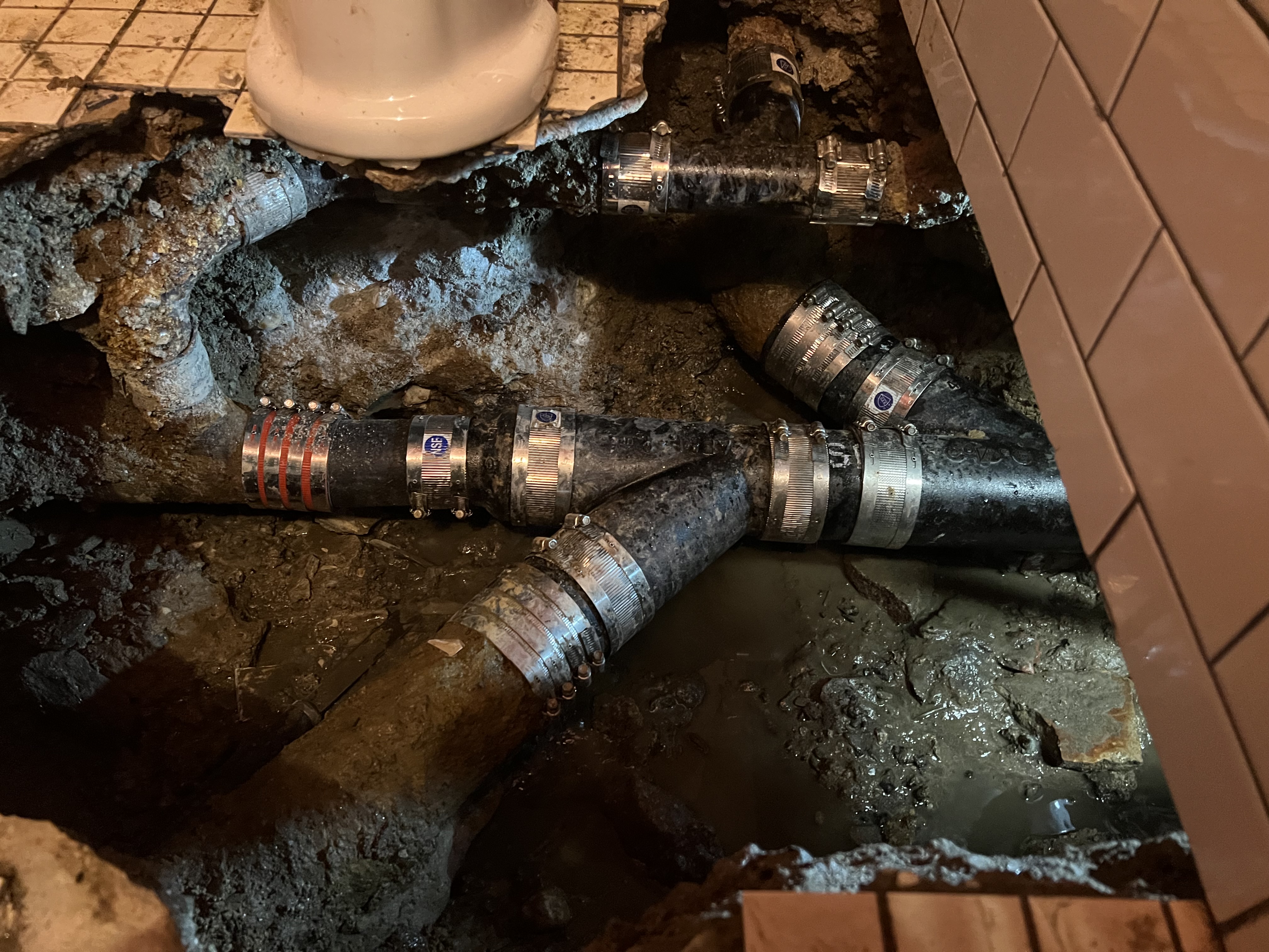 On-the-job plumbing work.